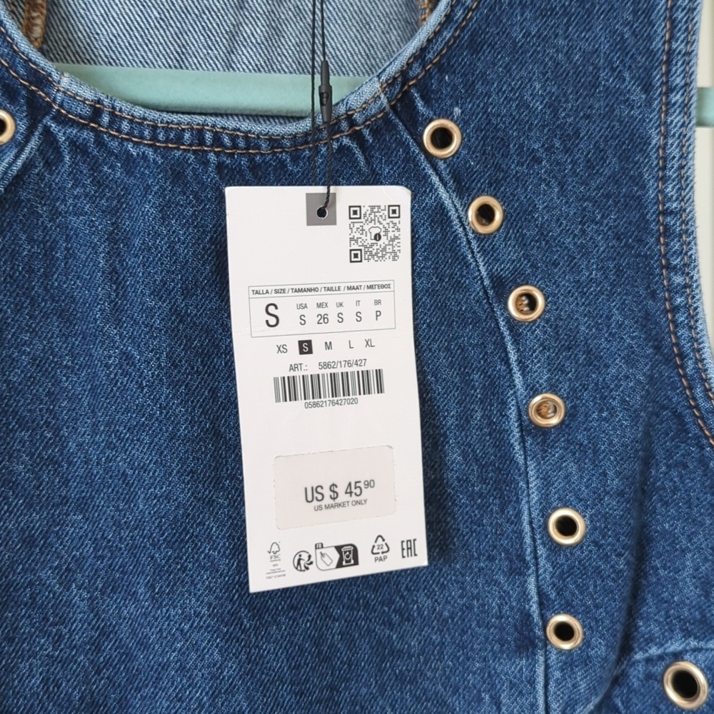 Zara Denim Cropped Top - Picture 3 of 5